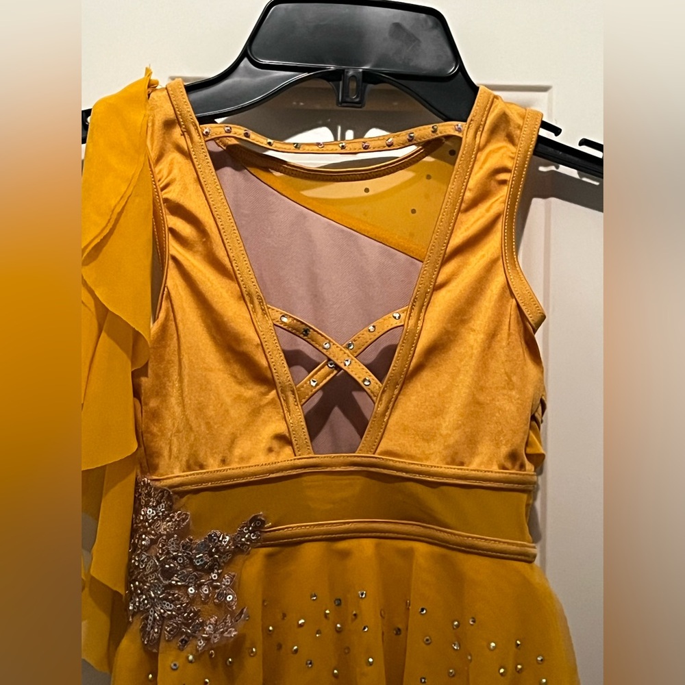 Weissman Golden Dance Costume with Sparkling Skirt - Picture 8 of 11